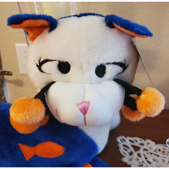 Animal Pals KELLY TOY BRAND Rare Cat Plush Stuffed Toy Whiskers PomPom Tag - Picture 1 of 3